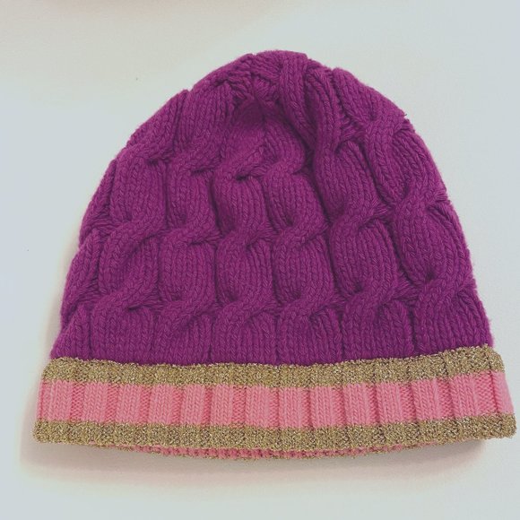 Pink and Gold Knit Beanie - Picture 3 of 13